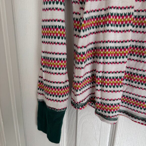 EUC Victoria’s Secret Thermal Top Fair Isle Cream, Pink, and Green Color, Size L - Picture 4 of 14